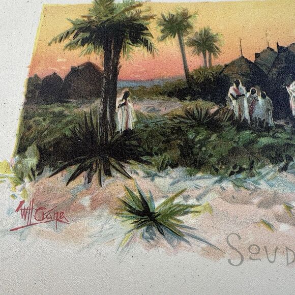 Antique Lithograph The Orcutt Company Chicago “Soudan” (Sudan) Signed Will Crane - Picture 7 of 9